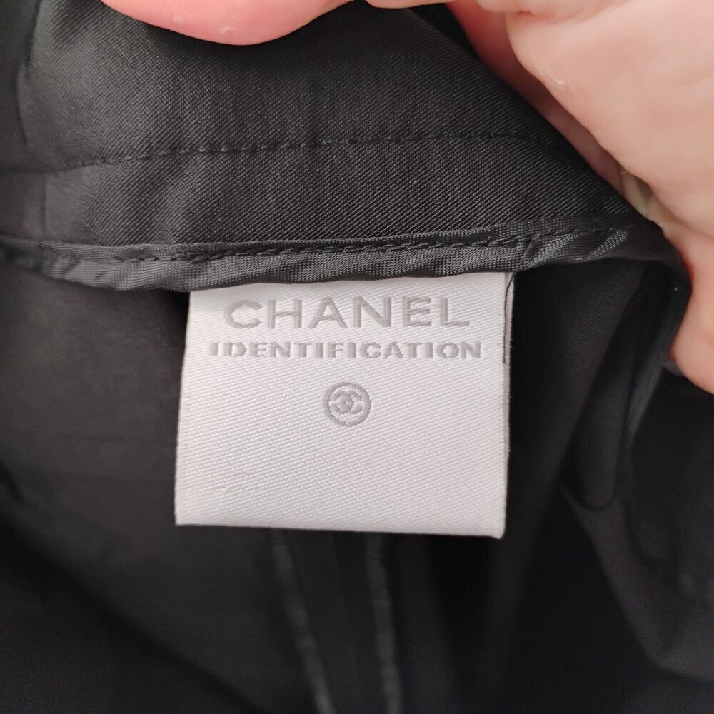 black womens dress pants straight‎ cut chanel brand sz10 with silver thread - Picture 3 of 13